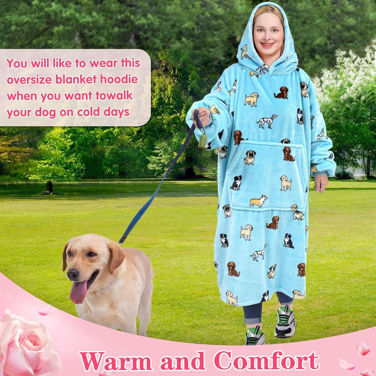 Wearable Blanket Sweatshirt Gifts for Women and Men, Warm and Cozy Giant Blanket Hoodie, Thick Flannel Blanket with Sleeves and Giant Pocket - Dark Gray