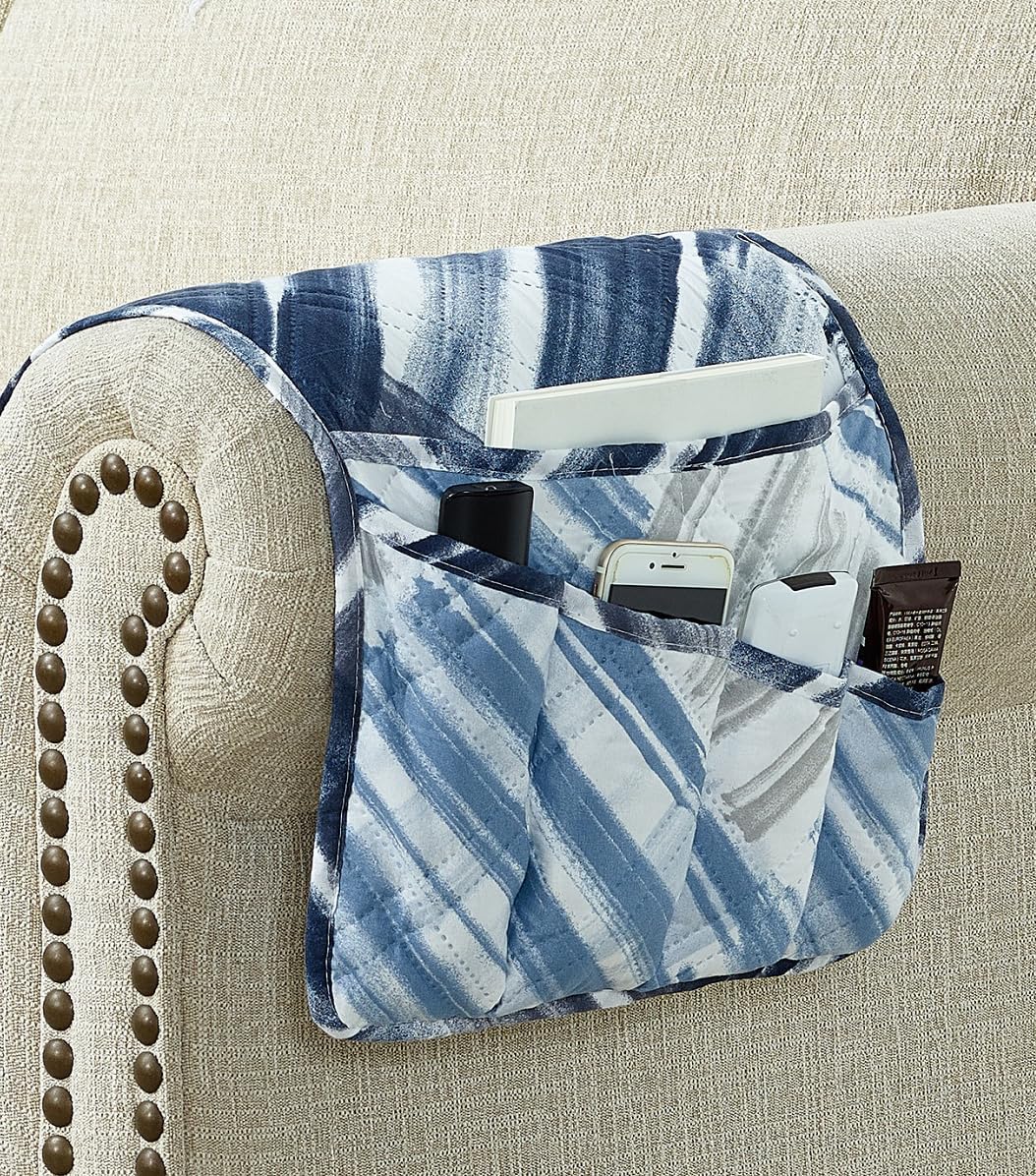 Brilliant Sunshine Burgundy Toile Floral Couch Armrest Cover, 35"×13" | Washable Magazine Holder, Armrest Organizer & Caddy on Sofa, Recliner, Armchair, Storage for Remote Controls, Phone, iPad