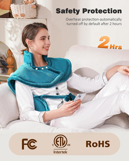 Yokimisu Heating Pad for Neck, Shoulders and Back Pain Relief, 2.5lb Weighted Large 24"x33" Wearable Electric Heating Pad, Fast Heating, ETL Certified, Gift for Women and Men, Ideal for Mom & Dad-Grey