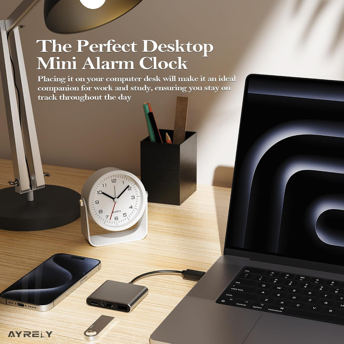 AYRELY® 3.5" Small Analog Travel Alarm Clock, Battery Operated Desk Clock