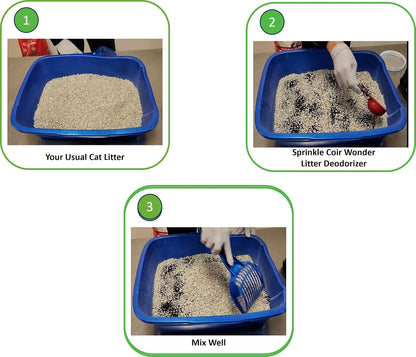 Coir Wonder Cat Litter Deodorizer – 2.2 Lb Activated Charcoal Carbon – Odor Eliminator for Litter Box, Chicken Coop, Small Animal Enclosures – Extends Litter Life – Natural Pet Odor Control Granules