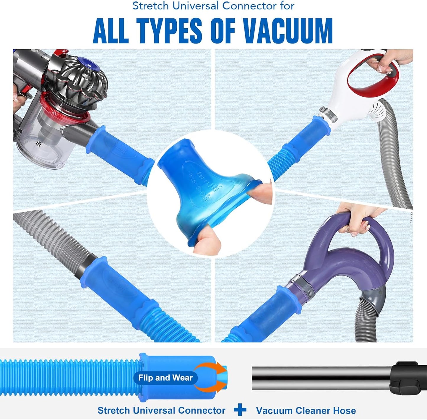 Sealegend Dryer Vent Cleaner Kit, Universal Vacuum Hose Attachment Blue | Upgraded Flexible Hose Without Whistling Noise, Fits Most Vacuums, Lint Removal Power for Dryer Vents & Tight Areas