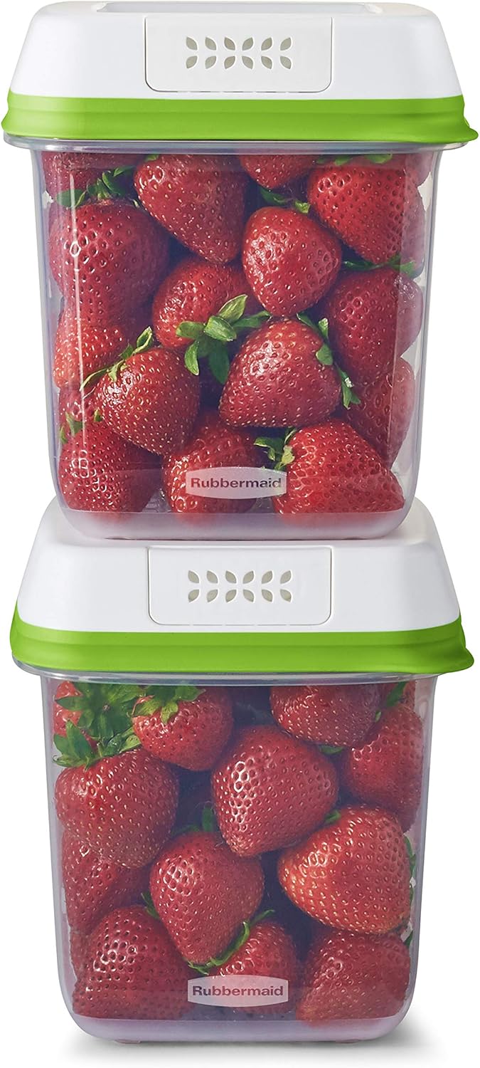 Rubbermaid FreshWorks Produce Saver, Medium and Large Storage Containers, 8-Piece Set, Set of 4, Med & Lg, Clear