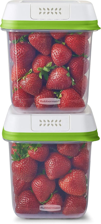 Rubbermaid FreshWorks Produce Saver, Medium and Large Storage Containers, 8-Piece Set, Set of 4, Med & Lg, Clear
