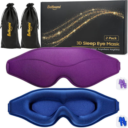 BeHoomi Sleep Mask, Premium Eye Mask for Sleeping, Total Blackout, Super Soft Comfort, Adjustable Fit, Upgraded 3D Ergonomic Designed Sleeping Mask for Home, Office, Travel, Meditation, Yoga, Pink