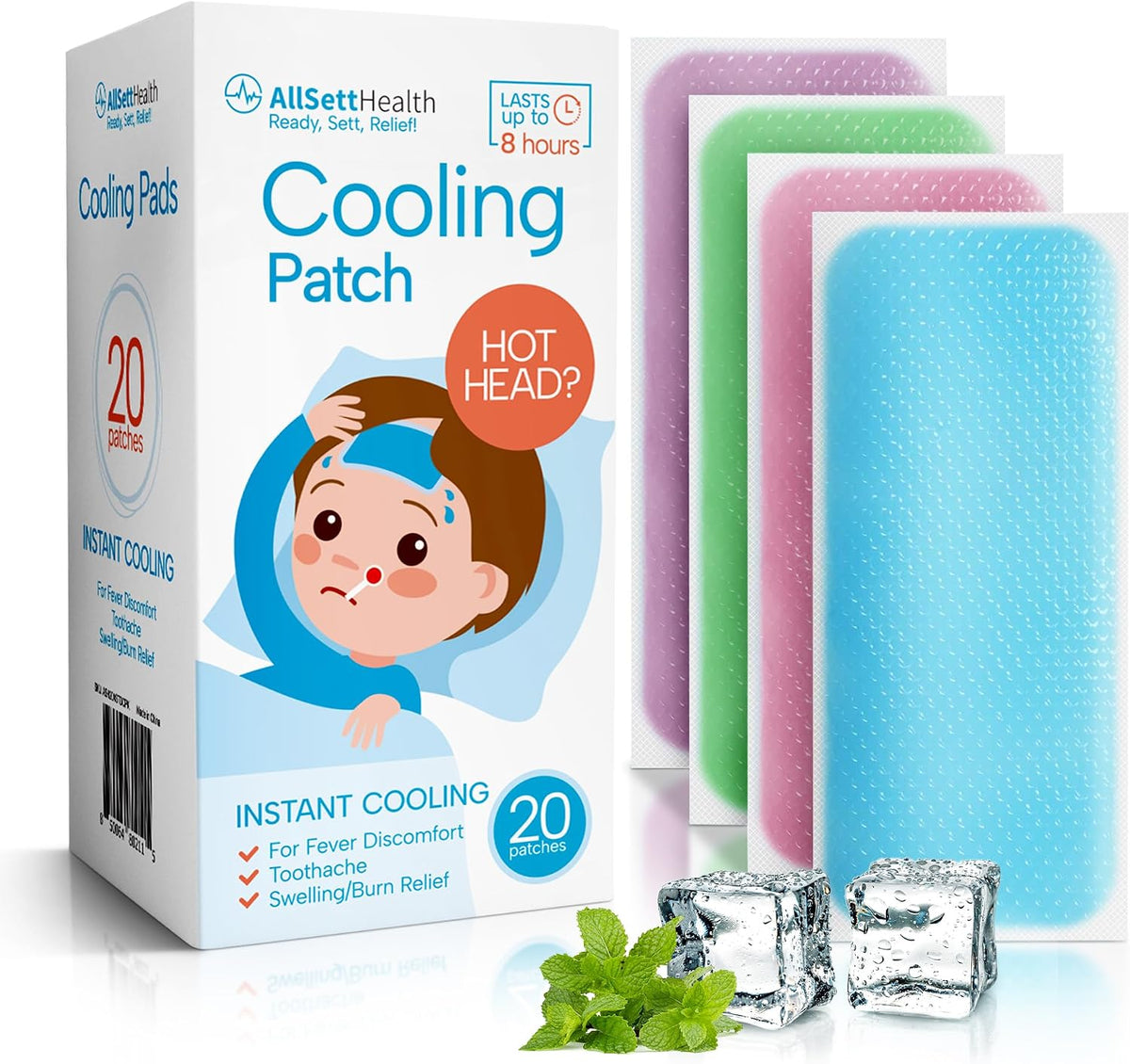 Cooling Patches for Fever and Headache, 20 Pack Migraine Relief for Kids