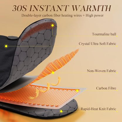 Far Infrared Heating Pad for Neck and Shoulders and Back - 6X Deeper Pain Relief, Graphene 30s Fast Heat, 8 Heat Setting, 16 Timer, Automatic Memory, Weighted Heating Pads Gift for Women&Men (Grey)