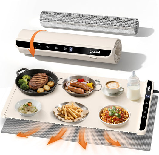 Food Warming Mat with Heat-Resistant Pad, 26X15 Inch, 6 Temperature & 6 Timer Settings, Child Lock Safety,Food Warmer Chafing Dishes for Buffet,Gatherings,Parties,Everyday Use