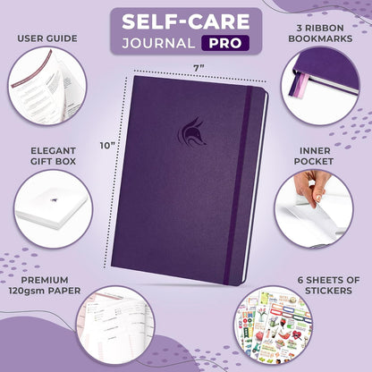 Clever Fox Self-Care Journal PRO for Women, Mental Health, Seashell | Guided daily life reflection, wellness, gratitude, and mood prompts, habit tracker, 7x10 in, eco leather hardcover
