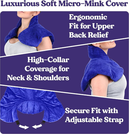 Microwavable Heating Pad for Neck, Shoulders, and Back by Joy & Grace | 5 Lb Weighted Neck & Shoulder Wrap | Moist Heat Therapy Pack for Relaxation and Comfort | Soft Micro-Mink Cover | Scented Gray