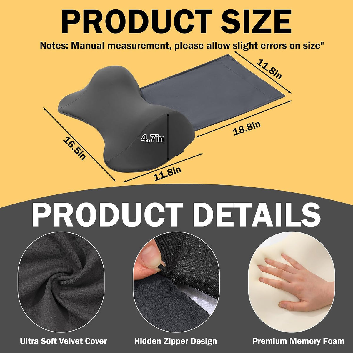MABOZOO Neck Pillows for Recliner, Memory Foam Headrest Pillow with Non-Slip Backing and Elastic Straps, Recliner Neck Pillow for Pain Relief and Side Sleeping (Brown)