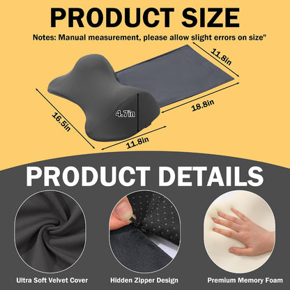MABOZOO Neck Pillows for Recliner, Memory Foam Headrest Pillow with Non-Slip Backing and Elastic Straps, Recliner Neck Pillow for Pain Relief and Side Sleeping (Brown)