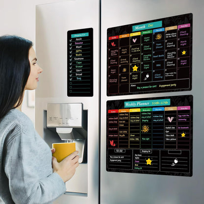 MaxGear Weekly Dry Erase Board for Fridge, 16"x12" Magnetic Calendar | Strong Magnetic, Smooth Writing and Effortless Erasing, Stain Resistant without any Stains with 7 Markers and 1 Eraser
