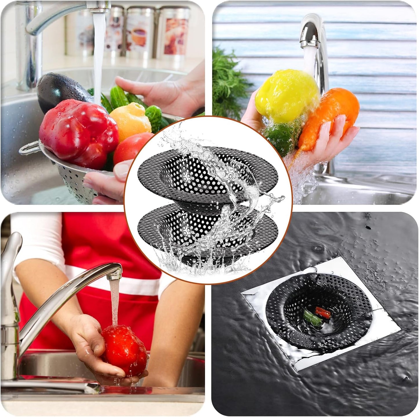 2 pcs Heavy Duty Stainless Steel Slop Basket Filter Trap, 2.75" Top / 1" Mesh Metal Sink Strainer,Perfect for Kitchen Sink/Bathroom Bathtub RV Wash Basin Floor Drain Balcony Drain Hole