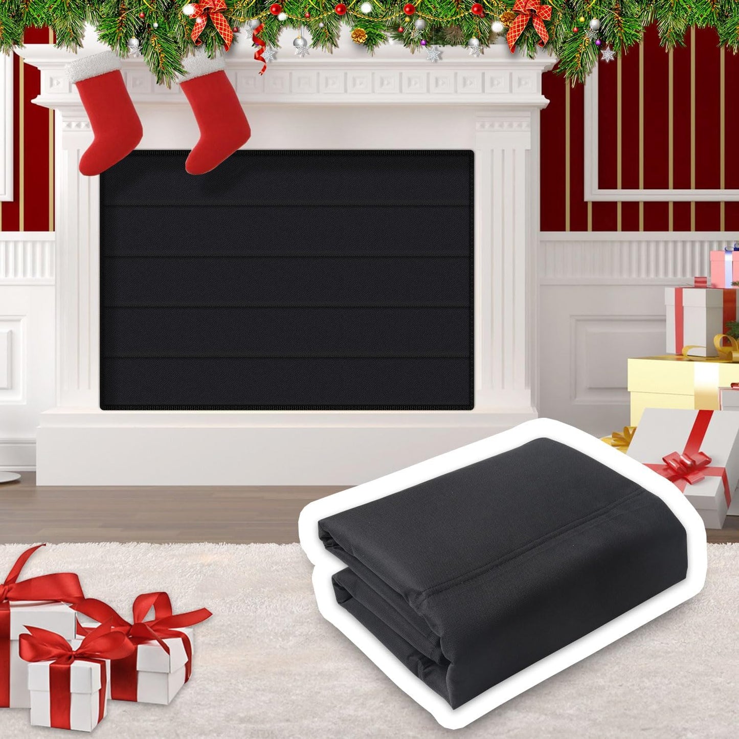 36" x 24" Magnetic Fireplace Cover - Oxford Indoor Draft Stopper | Blocks Airflow, Fireplace Screen Baby Proof, Metal Fireplace Doors Accessories, Living Room