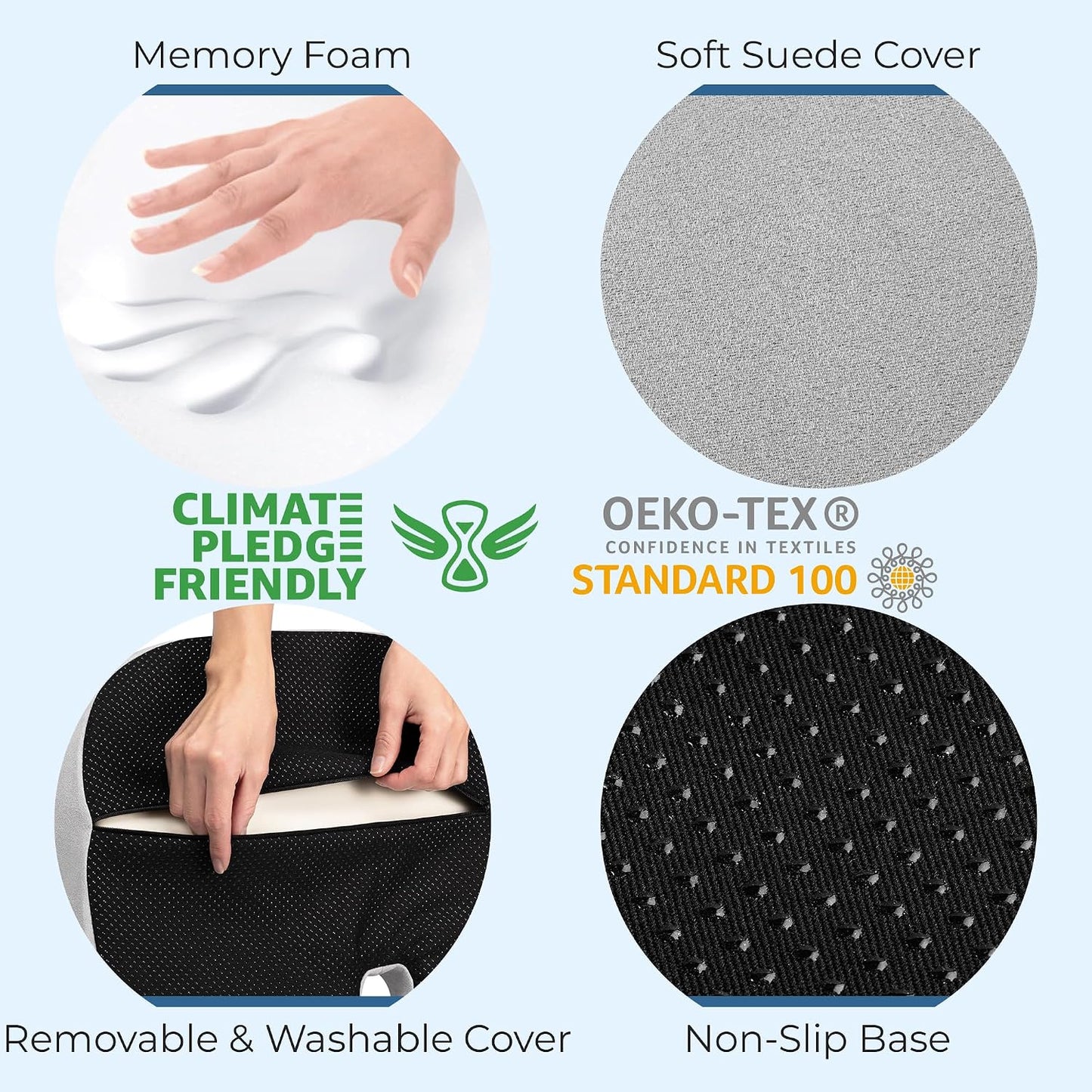 5 STARS UNITED Seat Cushion - Memory Foam Chair Cushion for Tailbone Pain Relief - Ergonomic Support for Coccyx, Sciatica & Butt - Office, Desk & Gaming Chair, Car Seat, Wheelchair, Airplane, Black