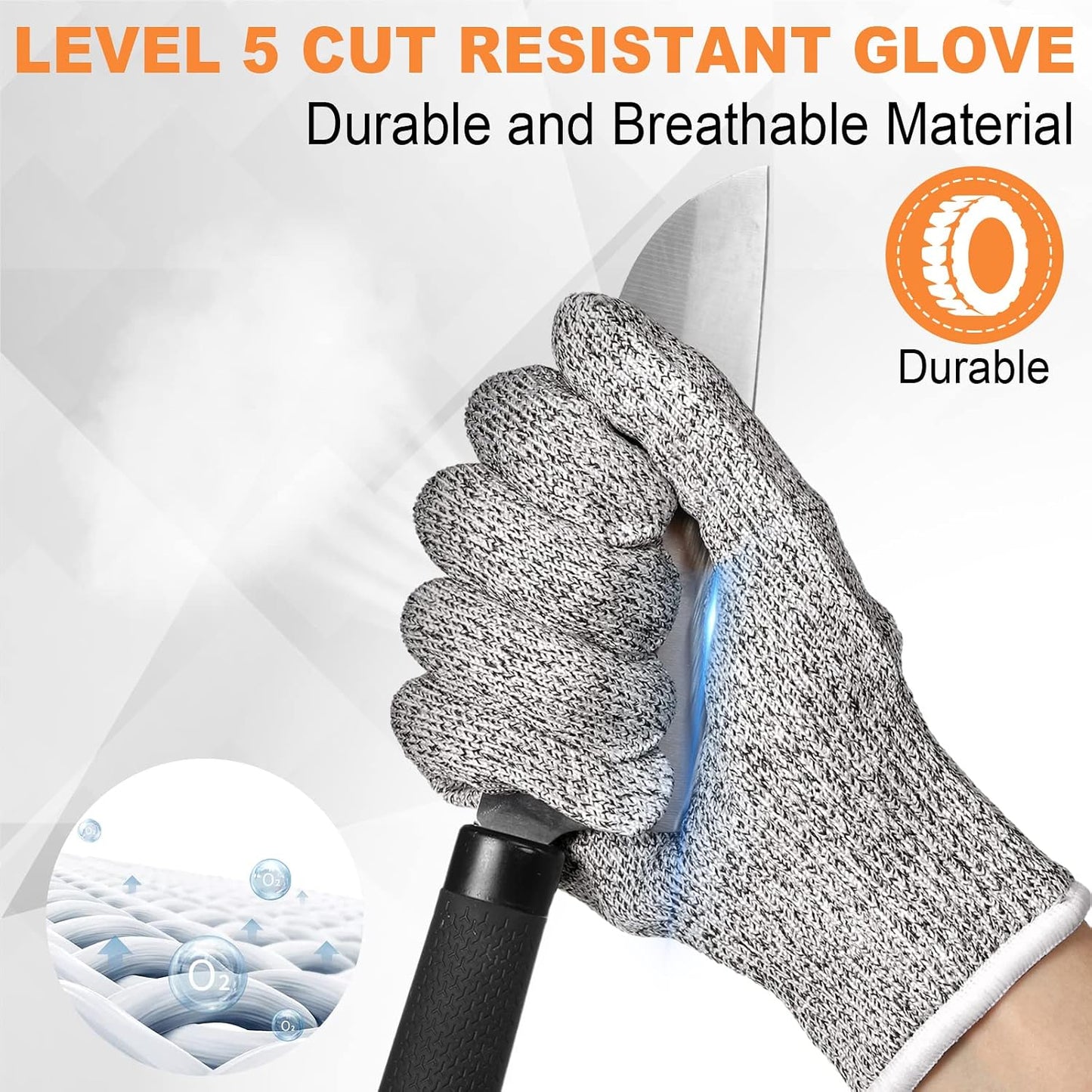 Potchen 15 Pairs Cut Resistant Gloves Level 5 Protection Cutting Safety Kitchen Anti Cut Gloves for Kitchen Fish and More (Medium)