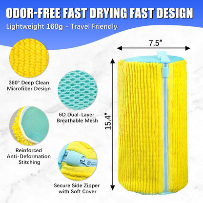 Shoe Bag for Washing Machine, 2 Pack Shoe Laundry Bag | Reusable Shoe Washing Bags for Sneakers, 360° Deep Cleaning, Self-Locking Zipper, Lightweight 160g Design for Washer & Dryer