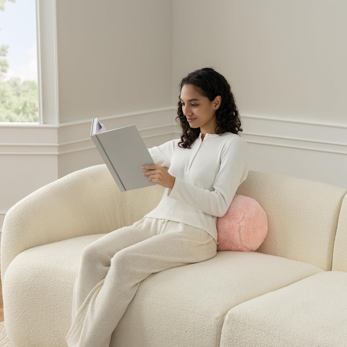 Berkshire Cervical Neck Roll Pillow with Extra-Fluffy™ Removable Cover, Multi-Purpose Bolster Cushion for Couch, Office & Travel, One Size 13.5" x 7.5", Smoke