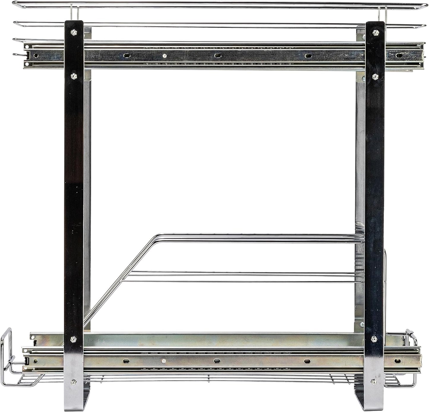 Household Essentials Glidez Multipurpose Chrome-Plated Steel Pull-Out/Slide-Out Storage Organizer for Cookware and Bakeware - 2-Tier Design - Fits Standard Size Cabinet or Shelf, Chrome