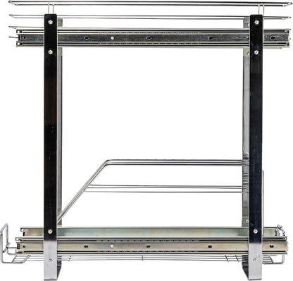 Household Essentials Glidez Multipurpose Chrome-Plated Steel Pull-Out/Slide-Out Storage Organizer for Cookware and Bakeware - 2-Tier Design - Fits Standard Size Cabinet or Shelf, Chrome