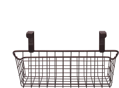 Spectrum Hanging Baskets for Organizing (Large, Satin Nickel) - Grid Over the Cabinet Wire Basket for Kitchen or Bathroom - Door Hanging Storage Organizer for Cleaning Supplies, Washcloths, & Towels