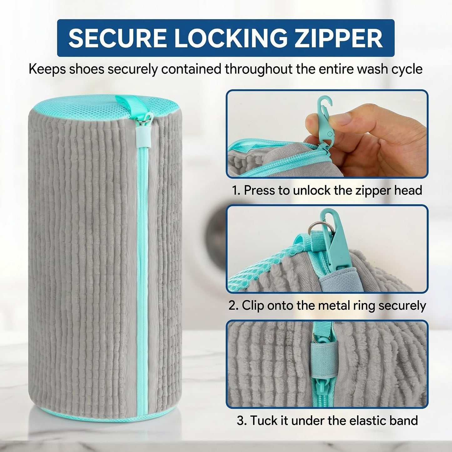 Shoe Washing Machine Bag Laundry Shoe Bag for Washer and Dryer, 2pc Reusable Shoe Cleaning Bag for Sneakers with Secure Locking Zipper