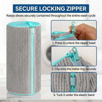 Shoe Washing Machine Bag Laundry Shoe Bag for Washer and Dryer, 2pc Reusable Shoe Cleaning Bag for Sneakers with Secure Locking Zipper