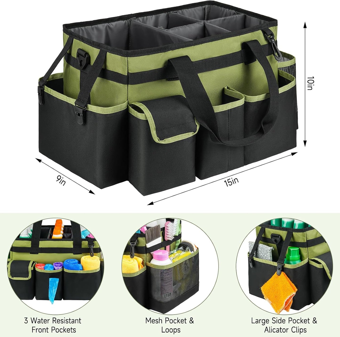 Cleaning Caddy Bag,Large Cleaning Supplies Organizer with Handle for Housekeepers,Purple