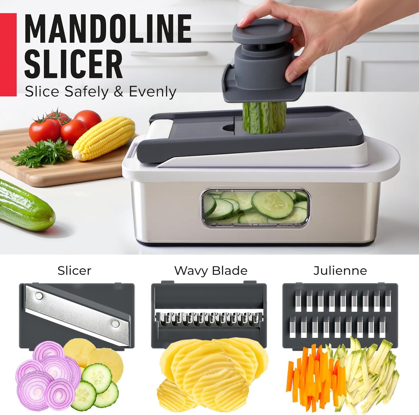 Mueller The Real Original Pro Vegetable Chopper & Mandoline Slicer, 10-in-1 | since 2013, 8 Blade Food Veggie Chopper, Onion Vegetable Cutter with Container, Kitchen Gadgets & Essentials