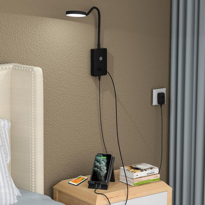LED Bedside Reading Light with Remote Control for Books in Bed, Bedroom Wall Mounted LED Reading Lamp, 5W 500Lm Dimmable, 3 Lighting Colors, 120° Wide Lighting Angle, Timer Auto Off