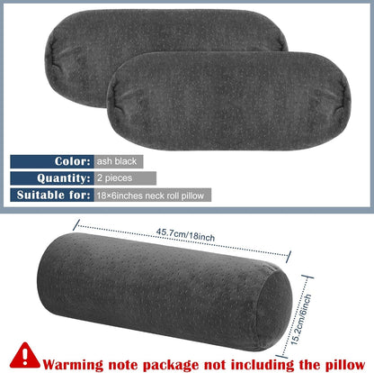 Remerry 2 Pcs Velvet Neck Roll Pillow Covers, 16 x 6 Inches, Navy Blue