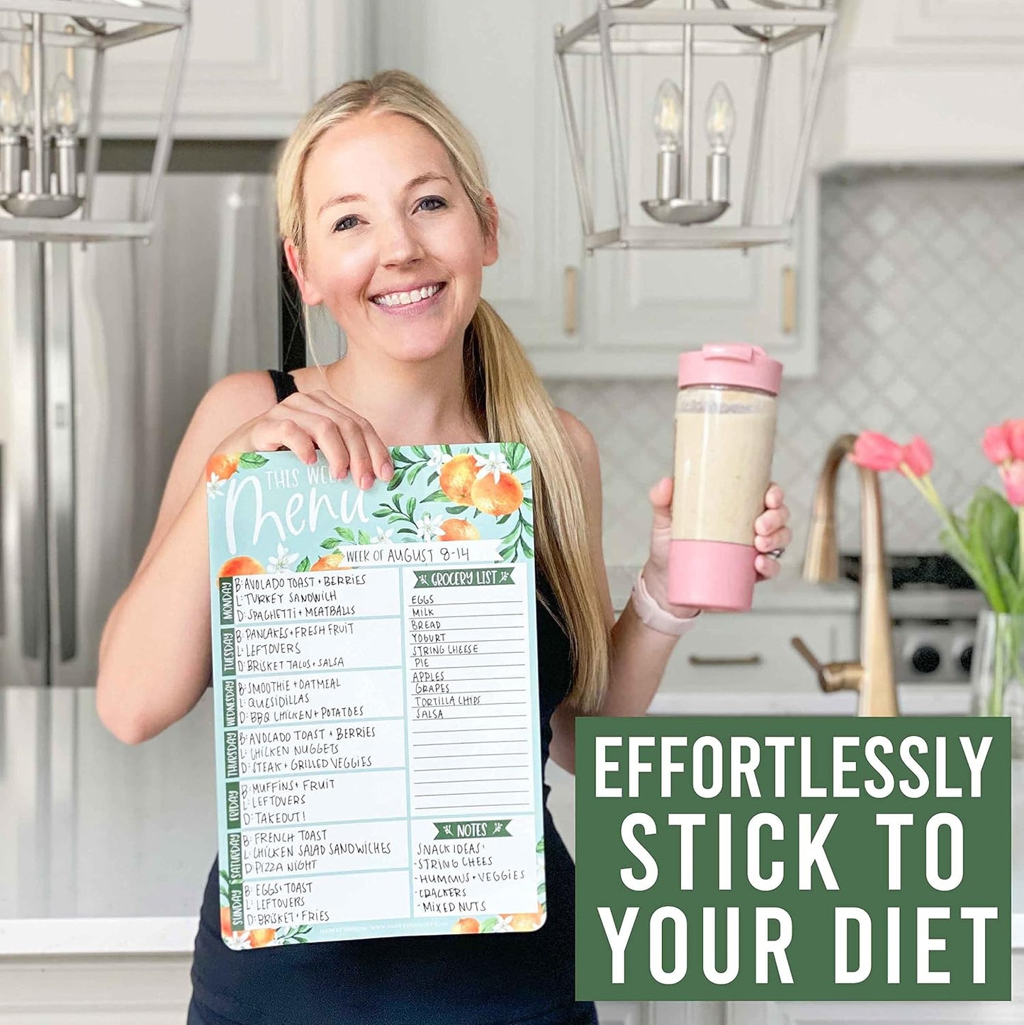 Hadley Designs Weekly Meal Planner for Fridge - Dinner Menu Board for Kitchen, Kraft Weekly Menu Board Dry Erase, Dry Erase Meal Planner for Fridge, Grocery List for Fridges with Conversion Chart