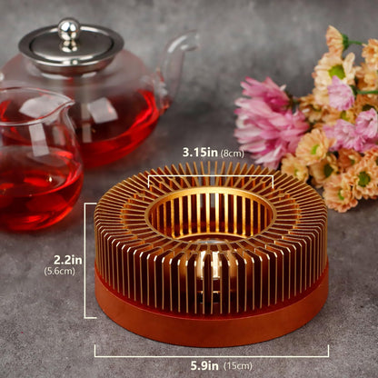 Teapot Warmer, Tea Warmer with Tealight Holder, Teapot Heater for Heating Tea, Coffee, Milk, Food, Aluminum Alloy, Rose Gold