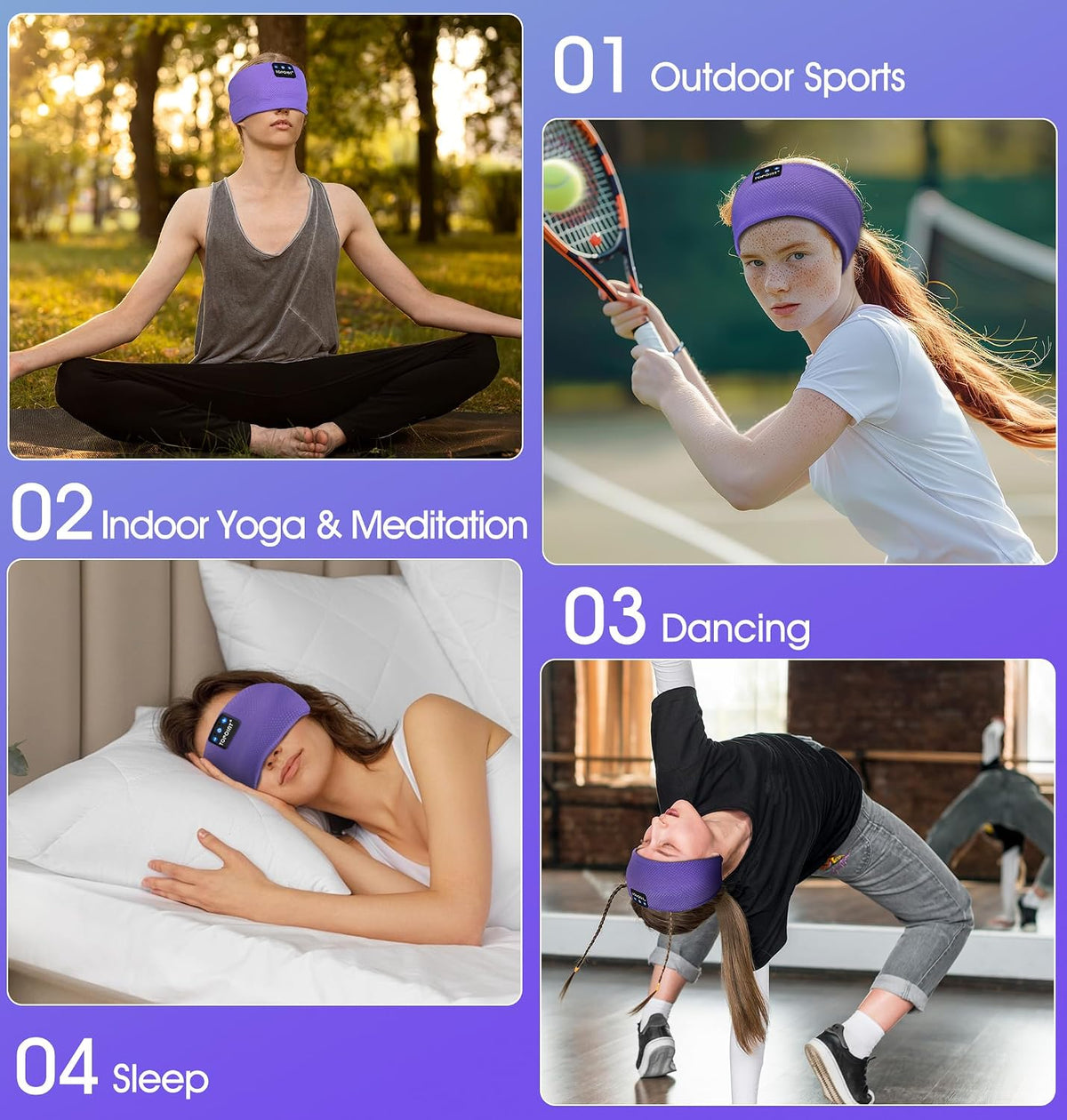 TOPOINT Sleep Headphones Headband Bluetooth 5.4, Sports Headband Earphones Sleeping Bluetooth Wireless with USB C for Women Men Sports Gifts Workout Jogging Yoga Insomnia Air Travel Meditation