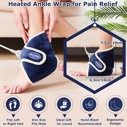 CAMECO 1 Pack Foot Ankle Heating Pad for Neuropathy Pain Relief, 86℉-158℉ Electric Heated Foot Warmer for Achilles Tendinitis & Plantar Fasciitis, Under Desk Heat Therapy Wrap Booties for Women Men