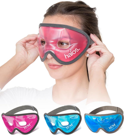 MyHalos Cooling Gel Eye Mask, Cold Ice Pack for Puffy Eyes & Dark Circles | Instant Relief for Puffy Eyes & Dark Circles, Reusable Gel Beads, Soothes Headaches & Sinus Pain, Flexible Fit, Freezer Safe