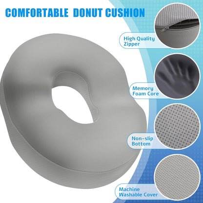 BlissTrends Donut Pillow Seat Cushion, Memory Foam Lifting Cushions(Black) | Donut Chair Cushions for Postpartum Pregnancy & Hemorrhoids,Tailbone Pain Relief Cushion for Office&Home Chairs