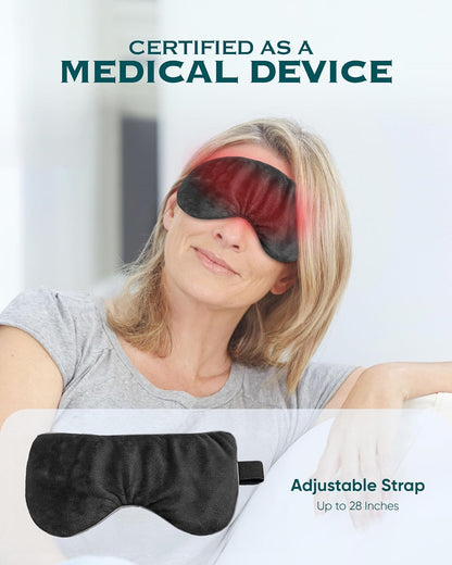 Heated Eye Mask for Dry Eyes, Stye, Blepharitis & Puffiness Relief – Microwavable Warm Compress with Soft Fleece – ThermoDR Reusable Mask for Fatigue, Strain, Sinus & Irritation – Grey