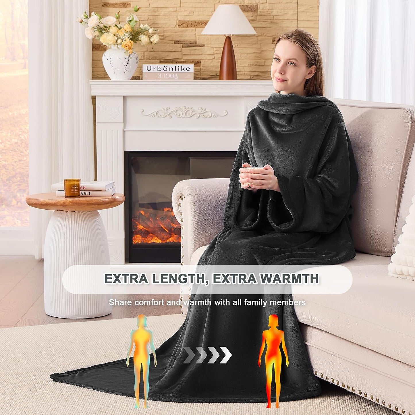 IFNOW Fleece Wearable Blanket with Sleeves, Oversized Snuggle Robe