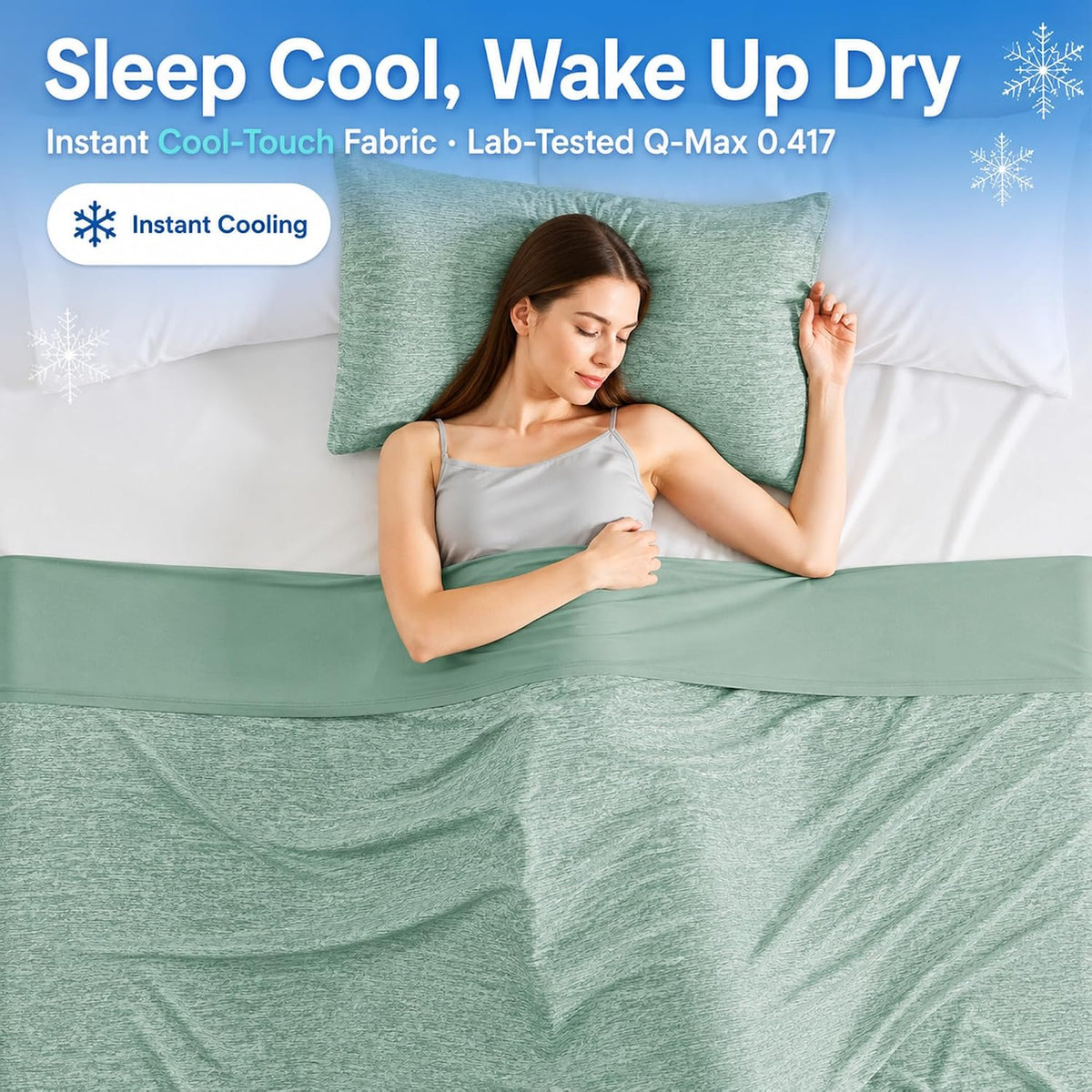 Cooling Blanket Queen Size for Hot Sleepers, Q-Max >0.4, 90 x 90 Inch, Grey