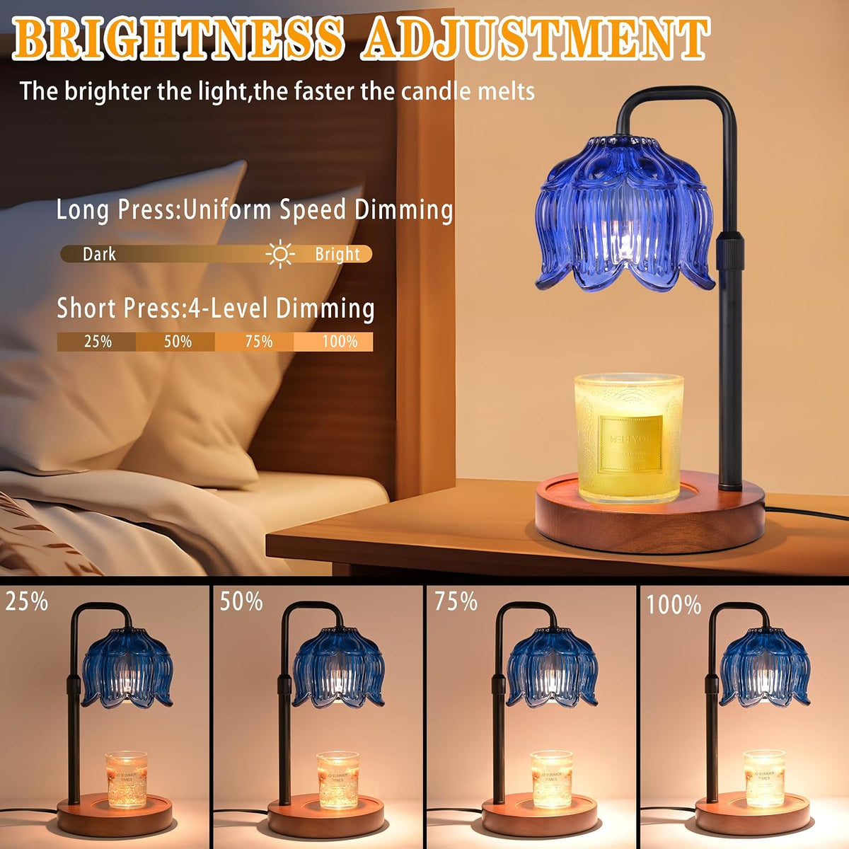 XJZJY Pink Flower Candle Warmer Lamp with Timer, Birthday Gifts for Women