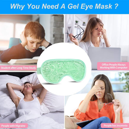 2PCS Gel Eye Mask Reusable Cold Therapy Gel Bead Eye Mask for Puffiness/Dark Circles/Eye Bags/Dry Eyes/Headaches/Migraines/Stress Relief (Blue)