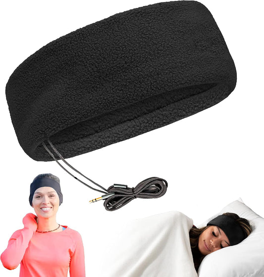 CozyPhones Fleece Sleep Headphones, Wired Over Ear, Black