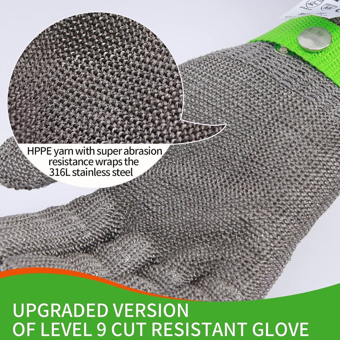 Aillary Level 9 Cut Resistant Kitchen Glove,Food Grade,Machine Washable,Stainless Steel Wire Metal Mesh Safety Work Glove for Mandolin,Meat Cutting,Oyster Shucking,and Wood Working (Large)