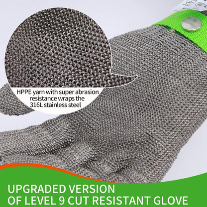 Aillary Level 9 Cut Resistant Kitchen Glove,Food Grade,Machine Washable,Stainless Steel Wire Metal Mesh Safety Work Glove for Mandolin,Meat Cutting,Oyster Shucking,and Wood Working (Large)