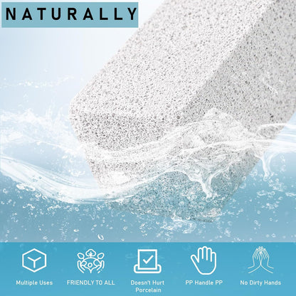 Pumice Cleaning Stone, 2 Pack Toilet Bowl Cleaner Toilet Brush, Gray | Non-Slip Long Plastic Handle, for Kitchen, Bath, Pool, Household Cleaning