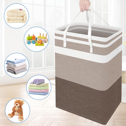 BlissTotes 3-Pack Laundry Basket, Collapsible Laundry Hamper, Grey, 75L | Laundry Clothes Hamper, Hampers for Bedroom, Freestanding Hamper with Handles, Clothes Laundry Basket