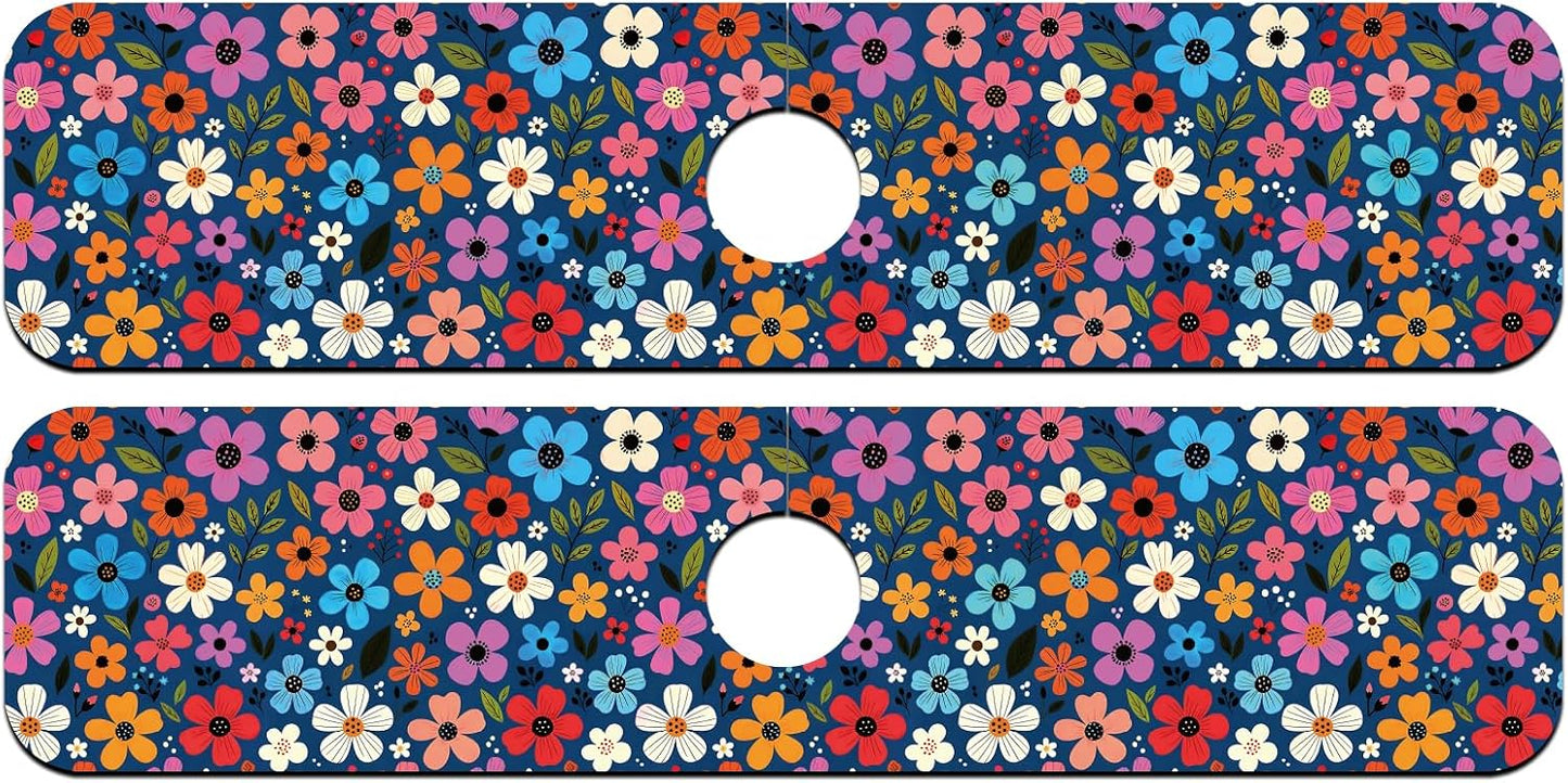 2 Pcs Kitchen Sink Splash Guard Faucet Mat Wood Grain Pattern Faucet Mat for Sinks Natural Wood Color Absorbing Drying Mats for Kitchen Bathroom, 23.6x5.5inch
