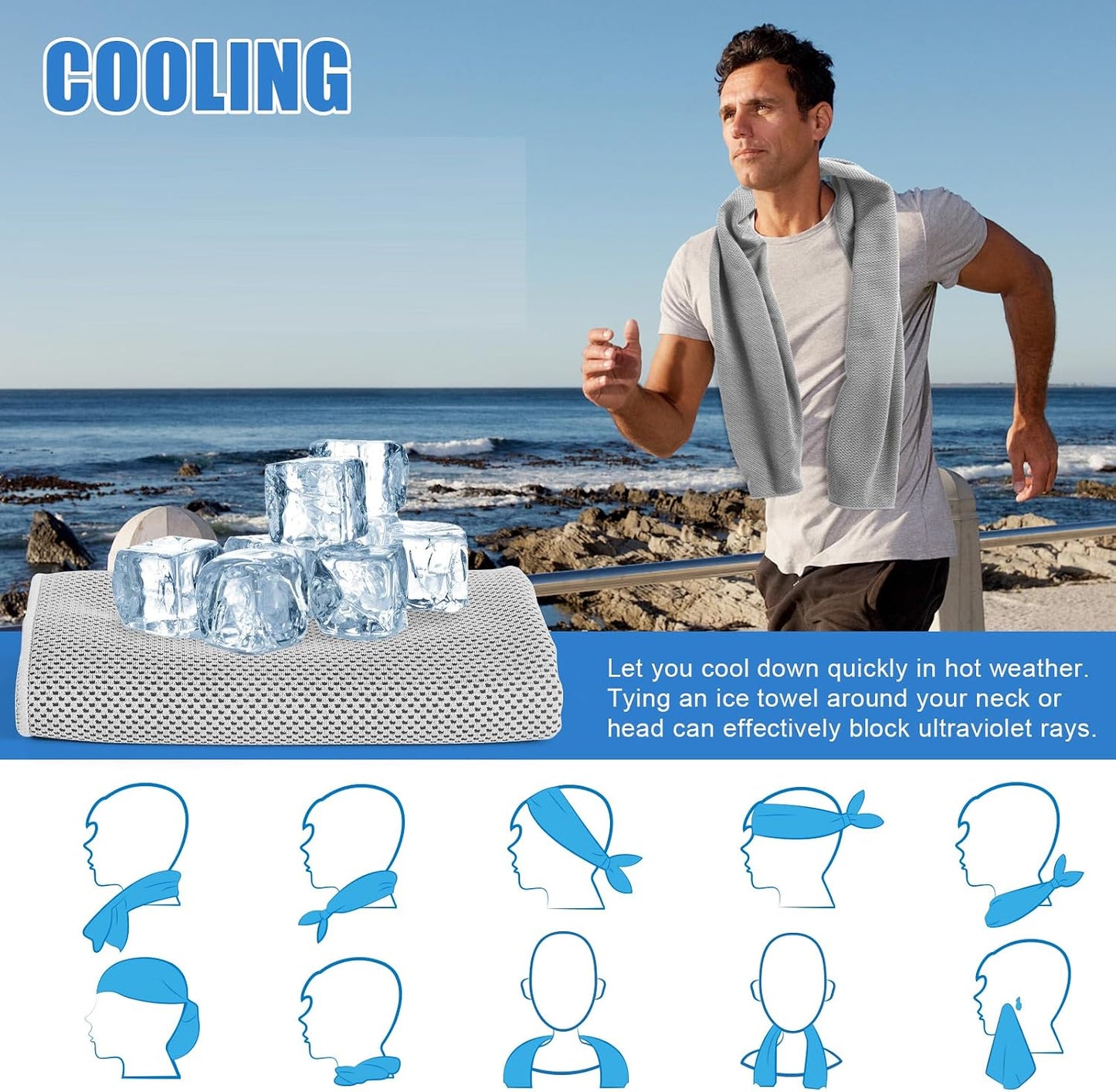 4 Pack Cooling Towels Wrap for Neck Face,Ice Cold Towel Rags Quick Dry for Gym Fitness Yoga Tennis Cycling Running Hiking Workout Sweat(Multicolor-02)